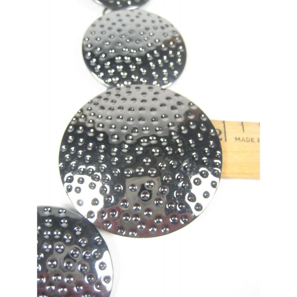 Joan Rivers Gun Metal Gray Bib Chain Necklace 18 Inch Cluster Hammered Statement - Picture 5 of 16